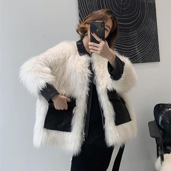 women's fur & faux winter fashion women coat pu leather fake jacket loose turndown collar coats 2021 luxury outwear y5, Black
women's fur & faux winter fashion women coat pu leather fake jacket loose turndown collar coats 2021 luxury outwear y5, Black
