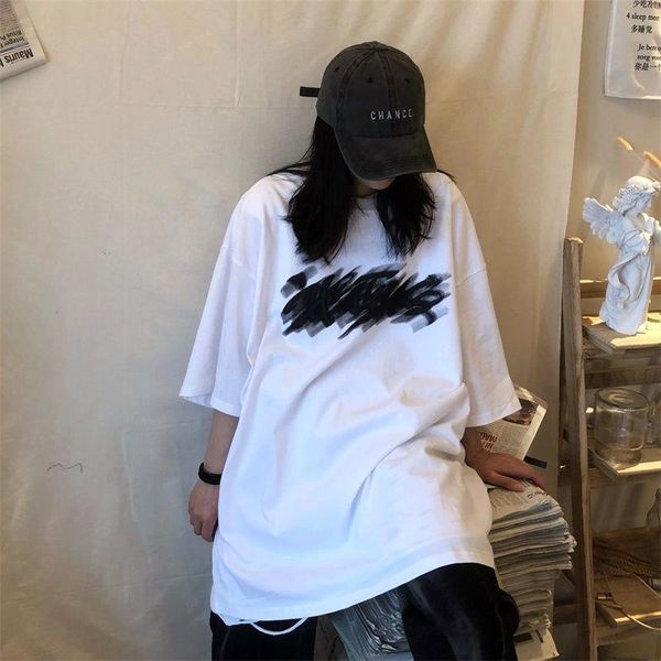 women's t-shirt cotton short sleeve female 2021 student summer half bf hip hop loose kawaii girls tees, White
women's t-shirt cotton short sleeve female 2021 student summer half bf hip hop loose kawaii girls tees, White
