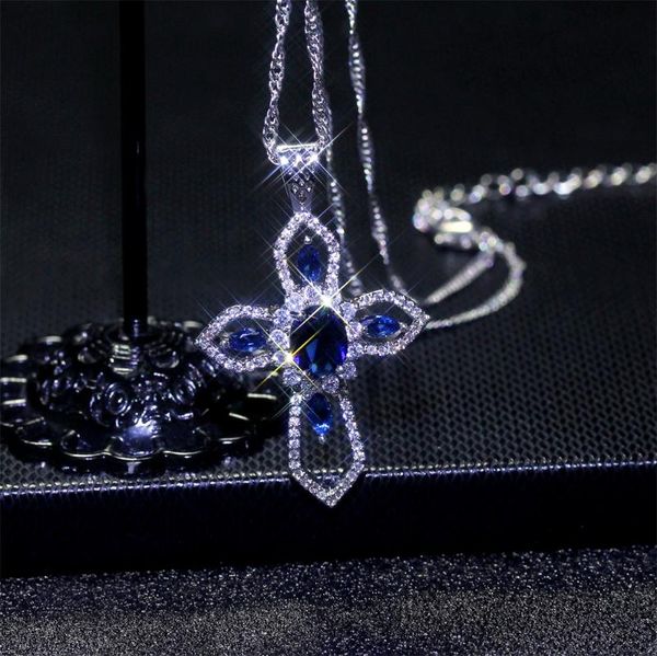 cross necklace women fashion inlaid blue zircon sweet and romantic anniversary gift for girlfriend pendant necklaces, Silver
cross necklace women fashion inlaid blue zircon sweet and romantic anniversary gift for girlfriend pendant necklaces, Silver
