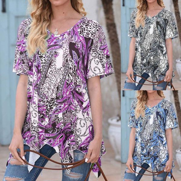 women's t-shirt floral tshirt oversized female irregular short sleeve t-shirts for summer 2021 loose v-neck plus size, White
women's t-shirt floral tshirt oversized female irregular short sleeve t-shirts for summer 2021 loose v-neck plus size, White