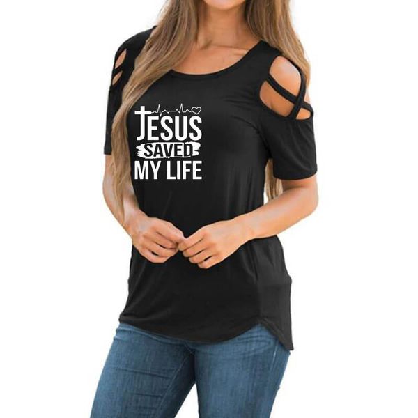 women's t-shirt jesus saved my life heart print tshirt for female summer christmas gift cross off shoulder casual women femme, White
women's t-shirt jesus saved my life heart print tshirt for female summer christmas gift cross off shoulder casual women femme, White