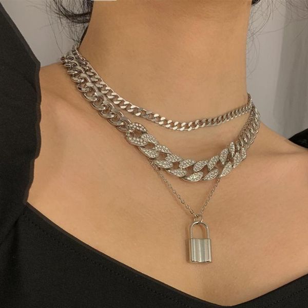 chains 3pcs/set multi layer necklace punk stitching cuba metal chain choker vintage lock pendant necklaces jewelry on the neck, Silver
chains 3pcs/set multi layer necklace punk stitching cuba metal chain choker vintage lock pendant necklaces jewelry on the neck, Silver