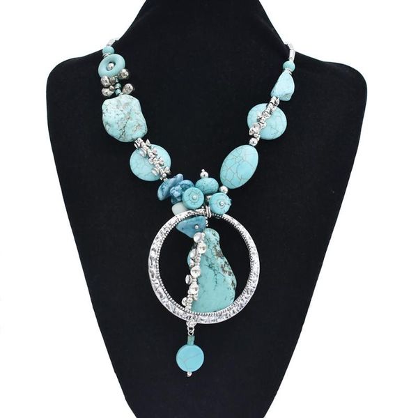 women blue stone pendant necklaces turquoises chain choker necklace classic chic bohemian tribal jewelry gift bijoux wholesale, Silver 
women blue stone pendant necklaces turquoises chain choker necklace classic chic bohemian tribal jewelry gift bijoux wholesale, Silver