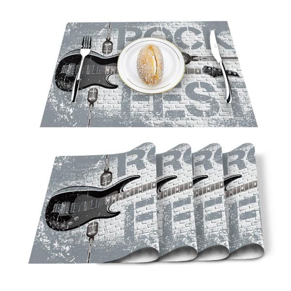 table runner 4/6 pcs cotton linen placemat rock guitar music mats napkins fashion design tableware kitchen tool
table runner 4/6 pcs cotton linen placemat rock guitar music mats napkins fashion design tableware kitchen tool