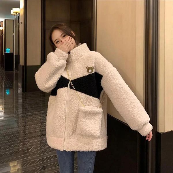 women's wool & blends anbenser women coat winter lamb korean turndown collar teddy overcoat female harajuku warm faux fur jackets, Black
women's wool & blends anbenser women coat winter lamb korean turndown collar teddy overcoat female harajuku warm faux fur jackets, Black