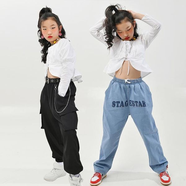 stage wear girls jazz dance costumes white long-sleeved denim pants children hiphop loose performance street rave clothes dn8612, Black;red
stage wear girls jazz dance costumes white long-sleeved denim pants children hiphop loose performance street rave clothes dn8612, Black;red