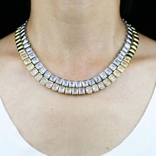 chokers luxury cubic zirconia cz iced out bling hip hop women jewelry 16" geometric square cluster tennis chain choker necklace, Golden;silver
chokers luxury cubic zirconia cz iced out bling hip hop women jewelry 16" geometric square cluster tennis chain choker necklace, Golden;silver