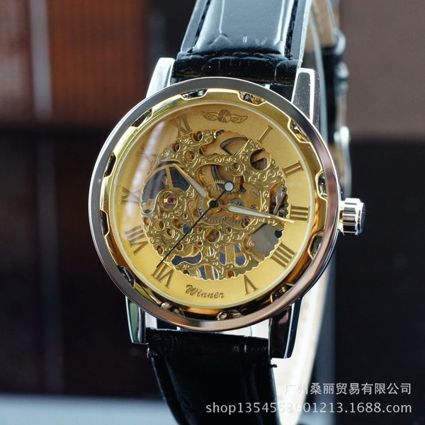 winner men's fashion business watch repeatedly empty back through automatic manual mechanical belt watch, Slivery;brown
winner men's fashion business watch repeatedly empty back through automatic manual mechanical belt watch, Slivery;brown