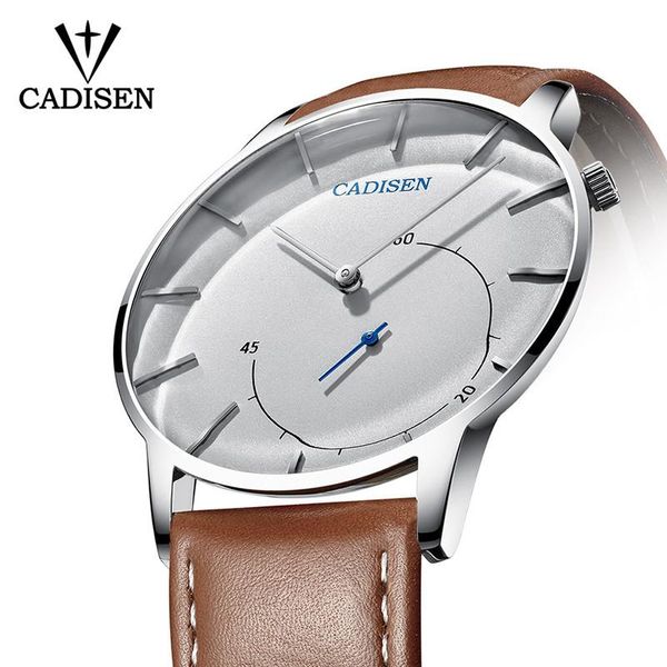 

wristwatches cadisen ultra thin 2021 mens watches casual fashion quartz watch men waterproof sport luxury leather relogio masculino, Slivery;brown