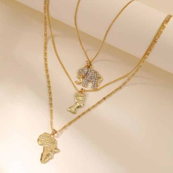 chains original 3 layered design women's gold rhinestone zircon inlaid map portrait elephant pendant sweater chain necklace, Silver
chains original 3 layered design women's gold rhinestone zircon inlaid map portrait elephant pendant sweater chain necklace, Silver