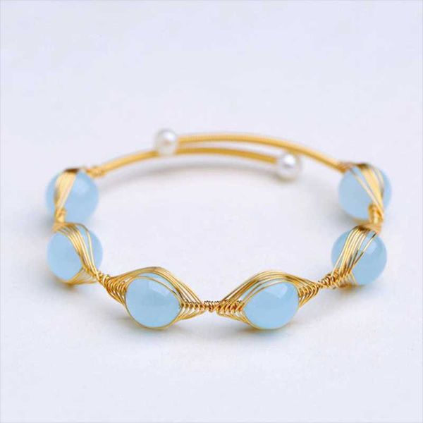 bangle natural stone handmade wrapping blue chalcedony opening cuff for women fashion trendy crystal jewelry accessories, Black
bangle natural stone handmade wrapping blue chalcedony opening cuff for women fashion trendy crystal jewelry accessories, Black