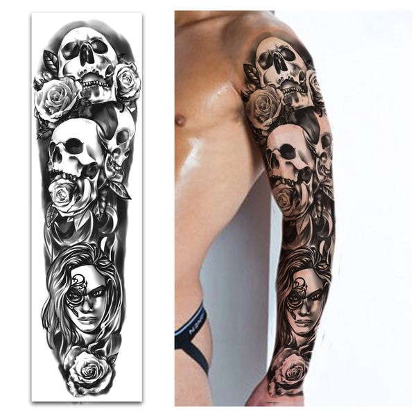 metershine 58x18cm large tattoo sticker skull flower woman man waterpfoof temporary full arm leg sleeve body art tatoos designs
metershine 58x18cm large tattoo sticker skull flower woman man waterpfoof temporary full arm leg sleeve body art tatoos designs
