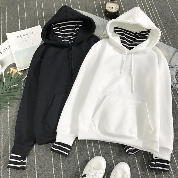women's hoodies & sweatshirts 2021 thick plus velvet winter student loose stitching hoodie fake two-piece college style top, Black
women's hoodies & sweatshirts 2021 thick plus velvet winter student loose stitching hoodie fake two-piece college style top, Black