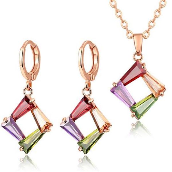 earrings & necklace 2pcs/set rose gold square zircon rhinestone colorful crystal bridal flowers for women jewelry drop, Silver
earrings & necklace 2pcs/set rose gold square zircon rhinestone colorful crystal bridal flowers for women jewelry drop, Silver