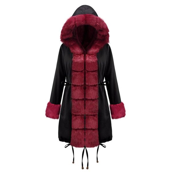 women's wool & blends women winter outerwear, splicing color hooded fur collar long sleeves drawstring waist coat for girls, Black
women's wool & blends women winter outerwear, splicing color hooded fur collar long sleeves drawstring waist coat for girls, Black