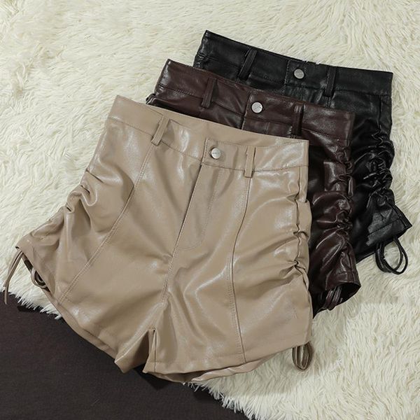 women's shorts ljsxls autumn vintage drawstring wide leg pu leather solid women 2021 winter high waist casual black female, White;black
women's shorts ljsxls autumn vintage drawstring wide leg pu leather solid women 2021 winter high waist casual black female, White;black