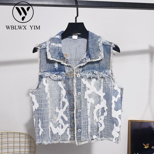 women's vests denim vest women sleeveless jacket short coat fashion hole jeans female loose plus size waistcoat, Black;white
women's vests denim vest women sleeveless jacket short coat fashion hole jeans female loose plus size waistcoat, Black;white