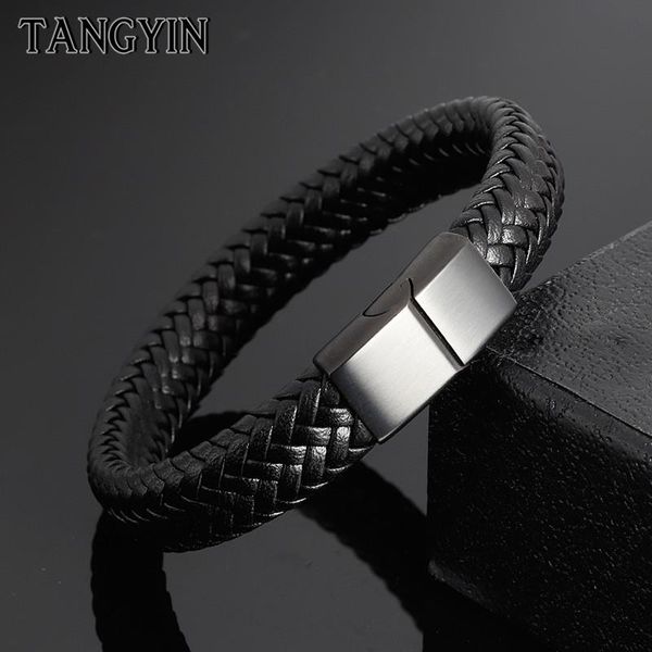 charm bracelets punk black brown genuine leather bracelet for men gold silver stainless steel magnetic clasp hand jewelry bangles, Golden;silver
charm bracelets punk black brown genuine leather bracelet for men gold silver stainless steel magnetic clasp hand jewelry bangles, Golden;silver