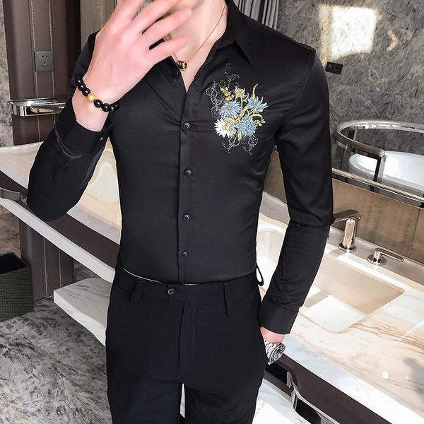 t shirts simple british style embroidered man's shirt long sleeve 2021 spring thin casual party/prom/club black homme blouse 5qhp, White;black
t shirts simple british style embroidered man's shirt long sleeve 2021 spring thin casual party/prom/club black homme blouse 5qhp, White;black