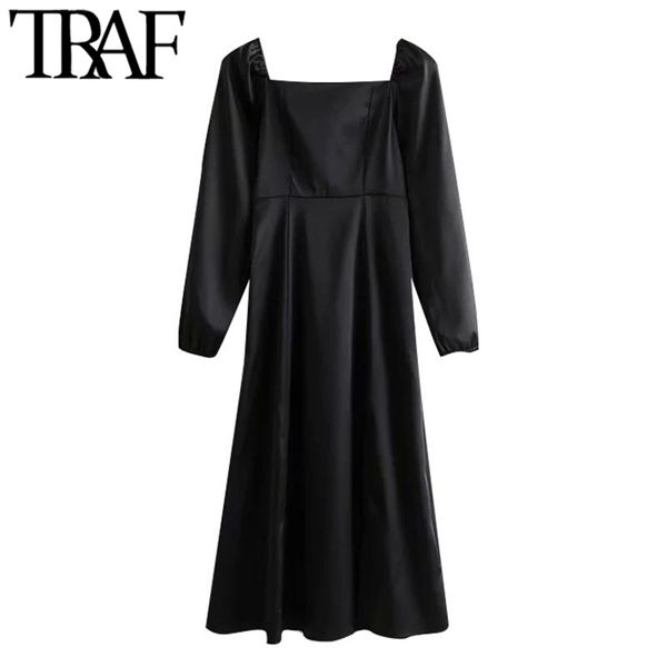 women chic fashion front slit soft touch midi dress vintage long sleeve back elastic female dresses vestidos mujer 210507, Black;gray
women chic fashion front slit soft touch midi dress vintage long sleeve back elastic female dresses vestidos mujer 210507, Black;gray