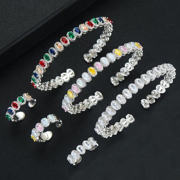 earrings & necklace luxury flexible 2pcs open bangle ring set for women full micro cubic zircon party wedding saudi arabic jewelry sets, Silver
earrings & necklace luxury flexible 2pcs open bangle ring set for women full micro cubic zircon party wedding saudi arabic jewelry sets, Silver