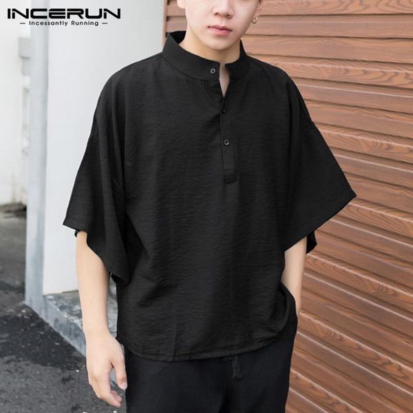 men shirt stand collar streetwear half sleeve solid color button loose casual 2021 fashion camisa masculina s-5xl men's shirts, White;black
men shirt stand collar streetwear half sleeve solid color button loose casual 2021 fashion camisa masculina s-5xl men's shirts, White;black