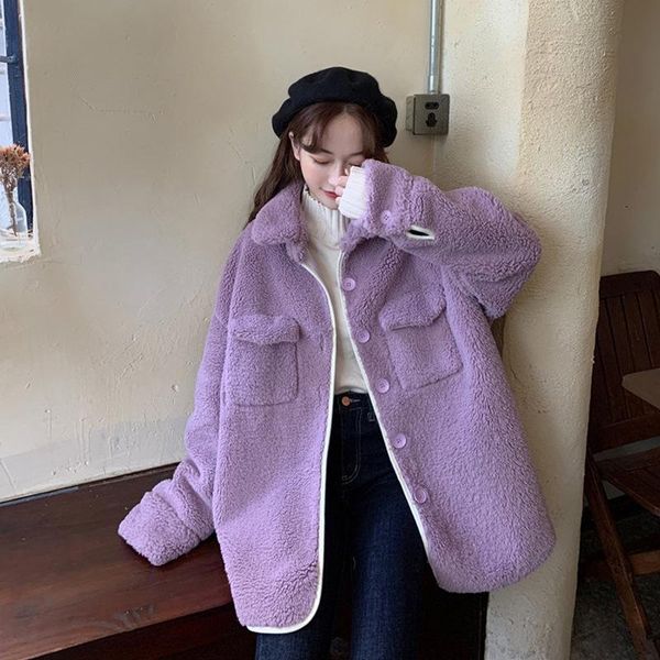 imitation lamb purple jacket winter chic french style temperature soft wind loose lapel wool long-sleeved cotton clothes women women's, Black
imitation lamb purple jacket winter chic french style temperature soft wind loose lapel wool long-sleeved cotton clothes women women's, Black