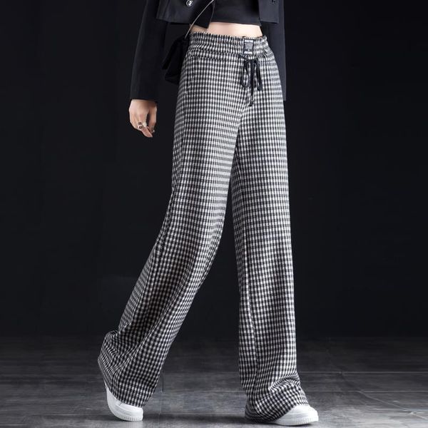 women's pants & capris 2021 vintage plaid elastic waist women high plus size wide leg casual female korean loose flat trousers l121, Black;white
women's pants & capris 2021 vintage plaid elastic waist women high plus size wide leg casual female korean loose flat trousers l121, Black;white