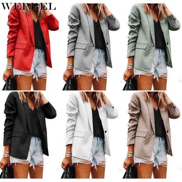 women's suits & blazers wepbel jacket female slim women suit work office lady one button blazer business notched coat, White;black
women's suits & blazers wepbel jacket female slim women suit work office lady one button blazer business notched coat, White;black