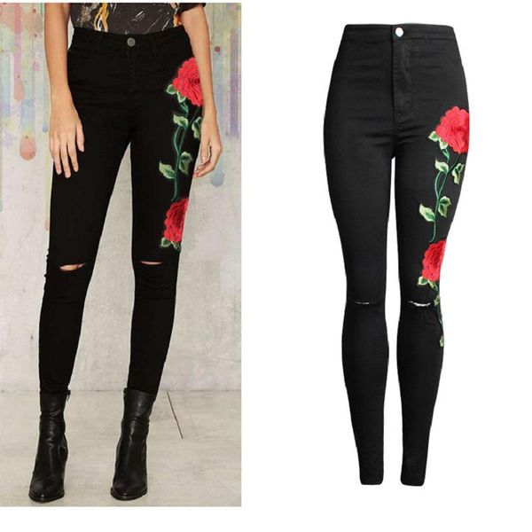 arrivals woman autumn winter high waist ladies jeans embroidery floral black street denim skinny pencil pants women's, Blue
arrivals woman autumn winter high waist ladies jeans embroidery floral black street denim skinny pencil pants women's, Blue