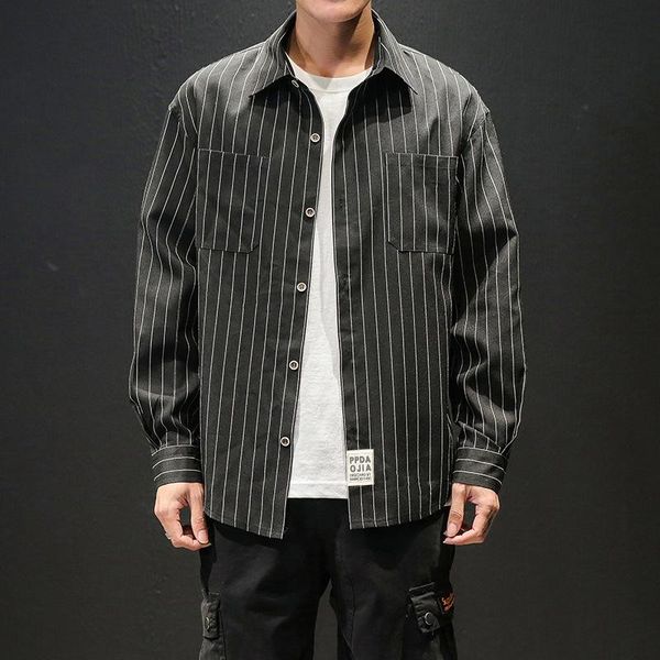men's casual shirts men clothing 2021 japanese autumn plus size striped loose button lapel shirt camisas para hombre, White;black
men's casual shirts men clothing 2021 japanese autumn plus size striped loose button lapel shirt camisas para hombre, White;black