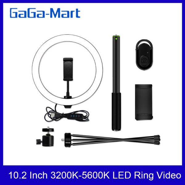 10.2 inch 3200k-5600k dimmable led ring video light with 120cm selfie stick tabletripod cell phone holder remote control kit flash heads
10.2 inch 3200k-5600k dimmable led ring video light with 120cm selfie stick tabletripod cell phone holder remote control kit flash heads