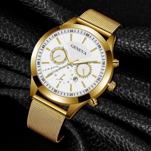 wristwatches geneva trendy fashion personality men's mesh strap watch fake three-eye calendar quartz, Slivery;brown
wristwatches geneva trendy fashion personality men's mesh strap watch fake three-eye calendar quartz, Slivery;brown