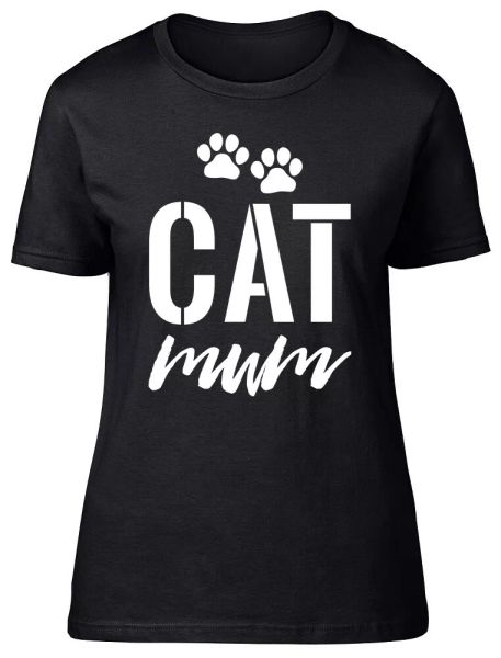 Cat Mum Fitted Womens Ladies T Shirt, White;black
Cat Mum Fitted Womens Ladies T Shirt, White;black