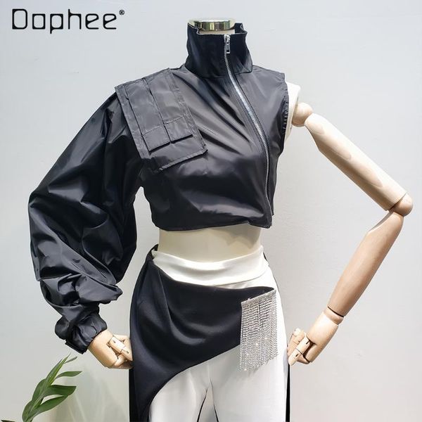 autumn thin asymmetric lantern sleeve single side loose zip short coat jacket women's jackets, Black;brown
autumn thin asymmetric lantern sleeve single side loose zip short coat jacket women's jackets, Black;brown