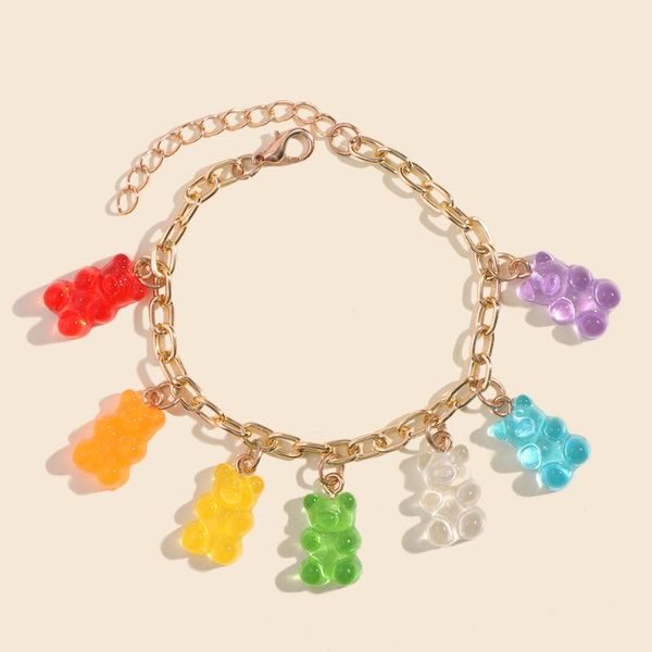 link, chain gummy bear charm gold color hip hop metal bracelet for women bohemia rainbow cute cartoon birthday jewelry, Black
link, chain gummy bear charm gold color hip hop metal bracelet for women bohemia rainbow cute cartoon birthday jewelry, Black