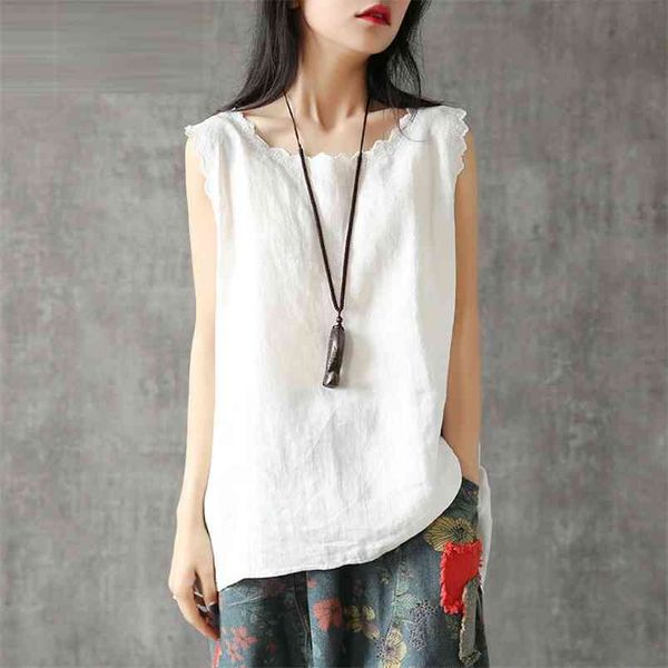 arrival summer style women sleeveless tshirt vintage embroidery cotton linen tank female loose solid plus size d365 210512, White
arrival summer style women sleeveless tshirt vintage embroidery cotton linen tank female loose solid plus size d365 210512, White