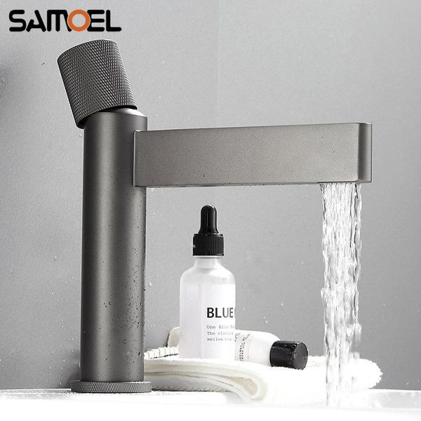 fashion deep-space gray brass bathroom sink faucet deck-mounted waterfall grey basin cold water mixer tap b3405 faucets