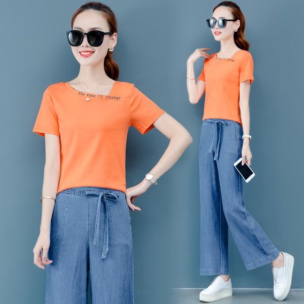 women's two piece pants 2021 summer fashion wide leg jeans set women comfortable soft blue denim pant black orange white short sleeve t
women's two piece pants 2021 summer fashion wide leg jeans set women comfortable soft blue denim pant black orange white short sleeve t