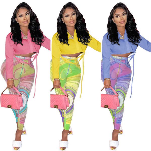 womens shirt and leggings two piece outfits fashion 2022 colorful pants casual sets designer autumn clothing, White
womens shirt and leggings two piece outfits fashion 2022 colorful pants casual sets designer autumn clothing, White
