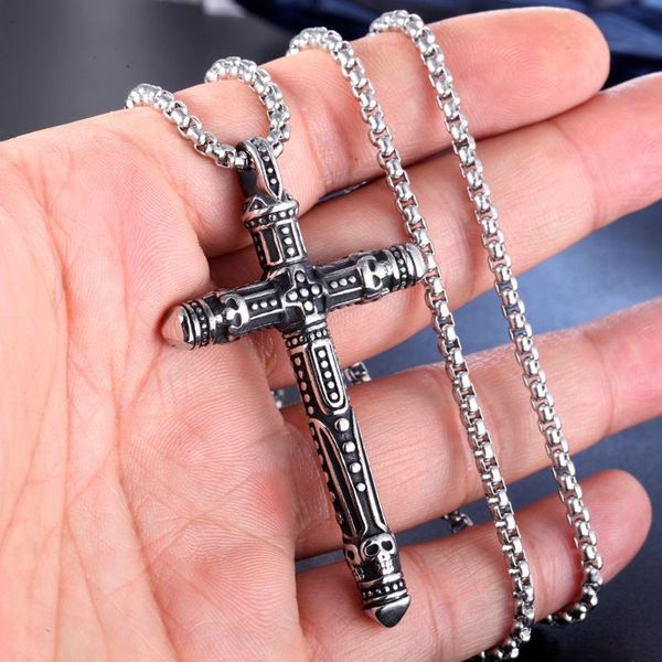 vintage pattern skull cross necklace pendant for men's fashion stainless steel dominic toretto jewelry gift chain necklaces, Silver
vintage pattern skull cross necklace pendant for men's fashion stainless steel dominic toretto jewelry gift chain necklaces, Silver