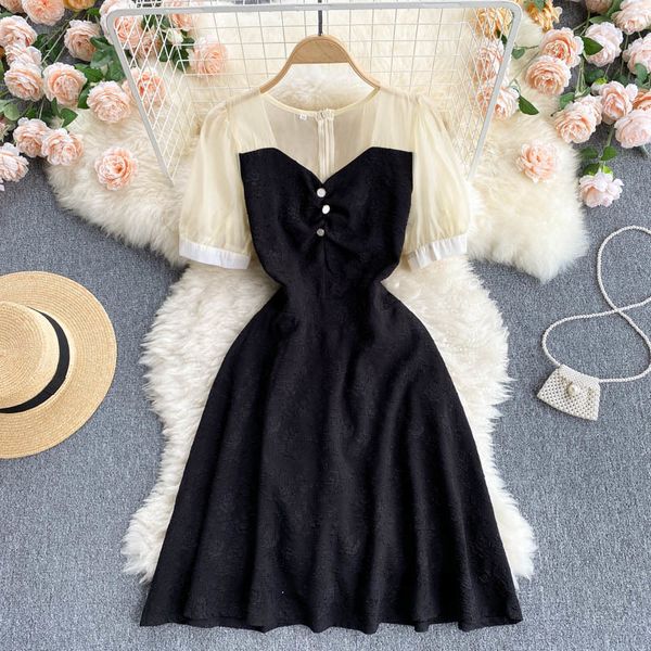 hepburn sytle lace pathchwork mini dress summer women short lantem slevee grace black clothing 210513, Black;gray
hepburn sytle lace pathchwork mini dress summer women short lantem slevee grace black clothing 210513, Black;gray