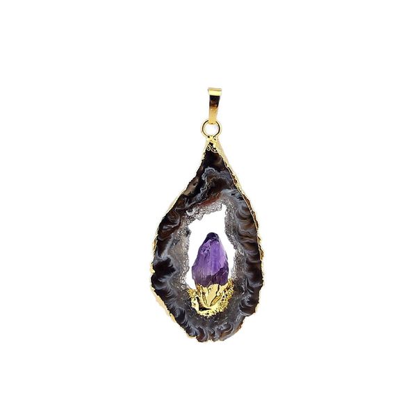 gold plated natural gray agates flake crystal tooth prototype pendant necklace hollow agate inlaid with amethyst charm hangings accessories, Silver
gold plated natural gray agates flake crystal tooth prototype pendant necklace hollow agate inlaid with amethyst charm hangings accessories, Silver