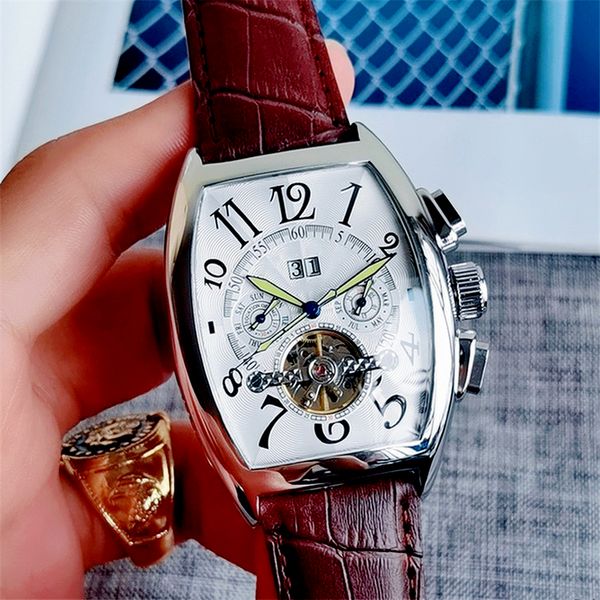 7-3men automatic mechanical watches tourbillon date monte luxury designer stainless steel dial leather strap watch sports business, Slivery;brown
7-3men automatic mechanical watches tourbillon date monte luxury designer stainless steel dial leather strap watch sports business, Slivery;brown