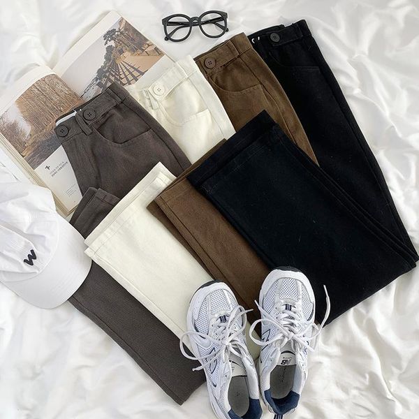women's jeans button design korean retro solid color high waist thick all-match straight-leg pants women, Blue
women's jeans button design korean retro solid color high waist thick all-match straight-leg pants women, Blue