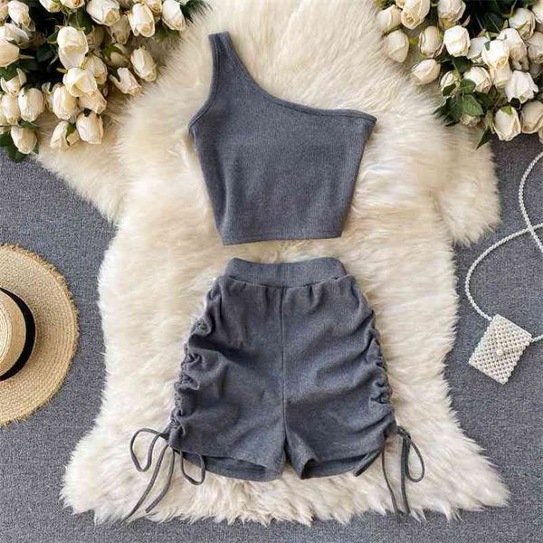 women tracksuits summer fashion sleeveless irregular crop shorts outfits woman slim streetwear bodycon two piece sets 210602, White
women tracksuits summer fashion sleeveless irregular crop shorts outfits woman slim streetwear bodycon two piece sets 210602, White