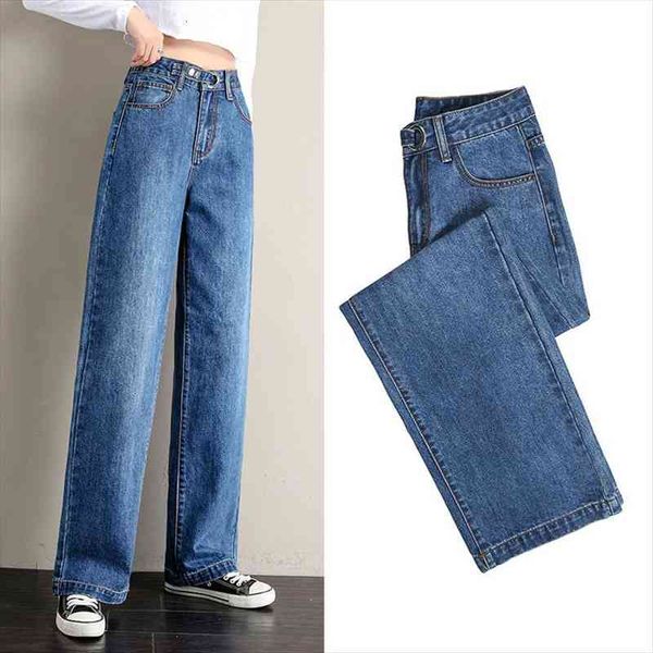 women high waist loose straight wide leg jeans trousers fashion ladies mom cotton simple solid color casual denim pants, Blue
women high waist loose straight wide leg jeans trousers fashion ladies mom cotton simple solid color casual denim pants, Blue