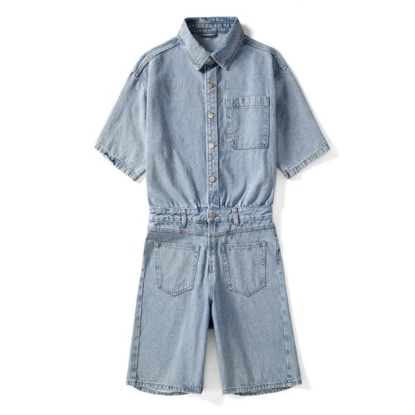men's jeans 2021 summer short sleeve overalls korean light blue loose denim workwear couple's shorts jumpsuit trend clothes
men's jeans 2021 summer short sleeve overalls korean light blue loose denim workwear couple's shorts jumpsuit trend clothes