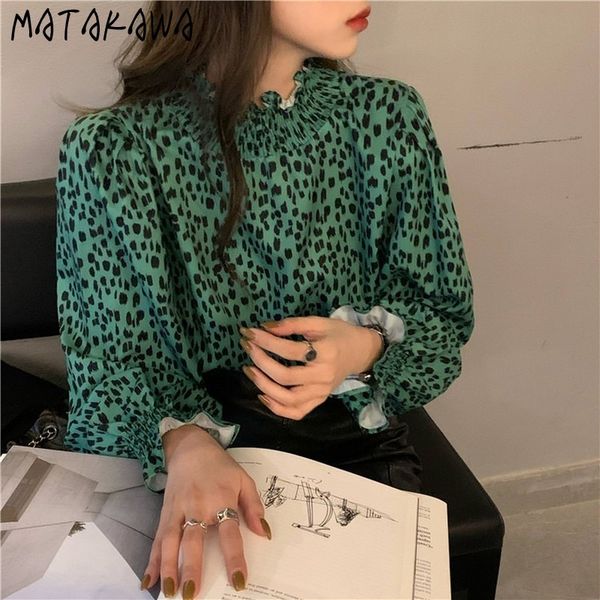 matakawa retro leopard print long-sleeved shirt women's spring korean shirt loose women blouses fashion stand collar blusas 210513, White
matakawa retro leopard print long-sleeved shirt women's spring korean shirt loose women blouses fashion stand collar blusas 210513, White