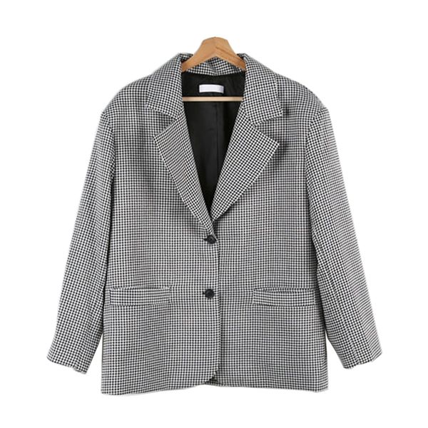women plaid pocket button long sleeve notch collar casual blazer single-breasted chic houndtooth c0342 210514, White;black
women plaid pocket button long sleeve notch collar casual blazer single-breasted chic houndtooth c0342 210514, White;black